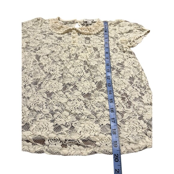 Forever 21 Cream Lace Top Peter Pan Collar S Coquette GUC - Picture 9 of 12